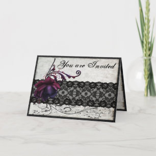 Hochzeitseinladung mit schwarzer Spitze Einladung
