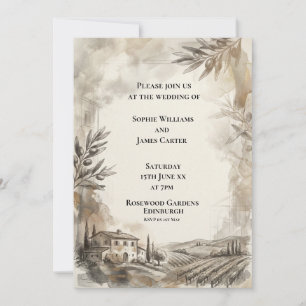 Hochzeitseinladung mit Sepia-Botanik-Rahmen Einladung