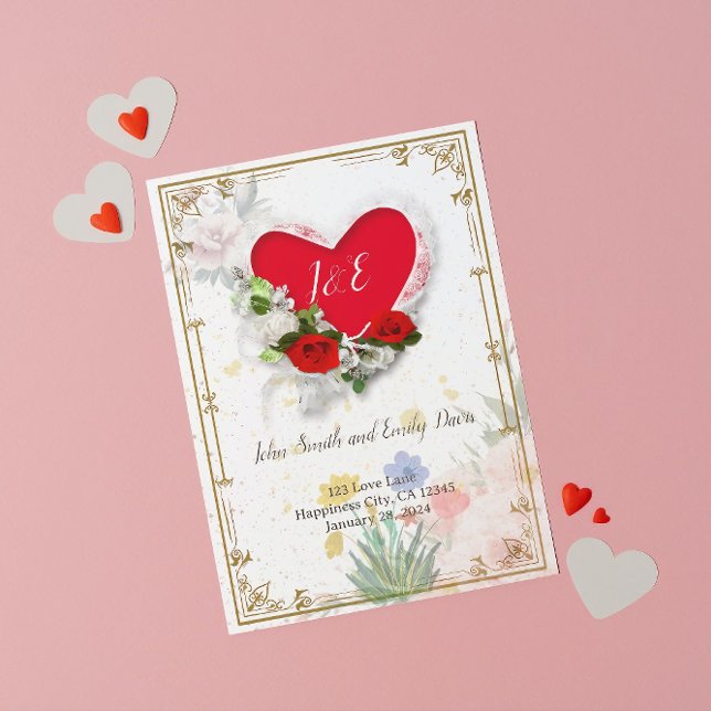 Hochzeitseinladung mit UAwg on Back Einladung (wedding invite with rsvp on back, wedding invites with rsvp)