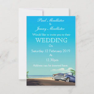 Hochzeitseinladung mit vintage-amerikanischem Auto Einladung