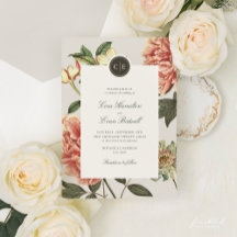 Hochzeitseinladung mit Vintage-Blumen