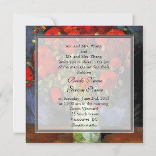 Hochzeitseinladung mit Vintage-Blumenmuster roter  Einladung