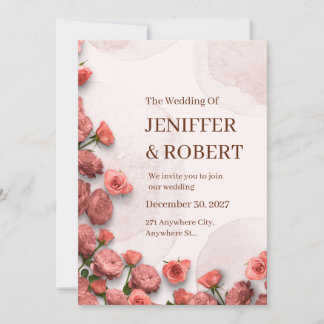 Hochzeitseinladung mit Vintage-Blush-Korallenrosen Einladung