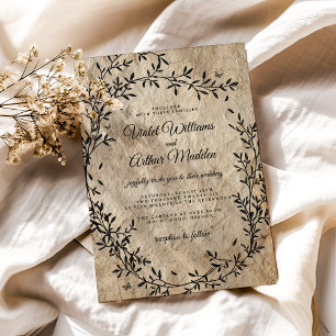 Hochzeitseinladung mit vintage botanischem Kranz Einladung