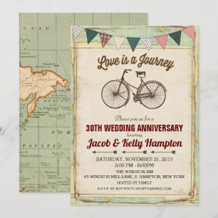 Hochzeitseinladung mit Vintage-Fahrrad zum Jubiläu Einladung
