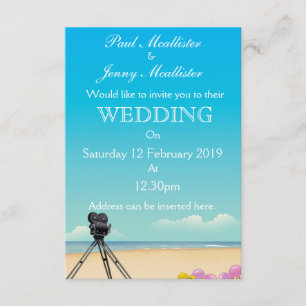 Hochzeitseinladung mit Vintage-Filmkamera Einladung