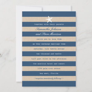 Hochzeitseinladung mit Vintage-Ozeanstreifen Einladung