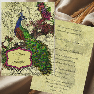 Hochzeitseinladung mit Vintage-Pfau Einladung