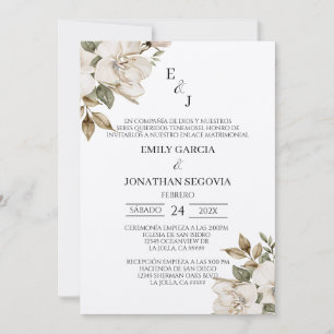 Hochzeitseinladung mit weißen Blumen Einladung