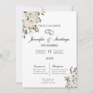 Hochzeitseinladung mit weißer Blume Einladung