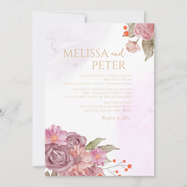 Hochzeitseinladung mit Wildblumen Einladung (Vorderseite)
