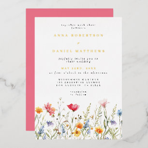 Hochzeitseinladung mit Wildblumenfolie Folieneinladung