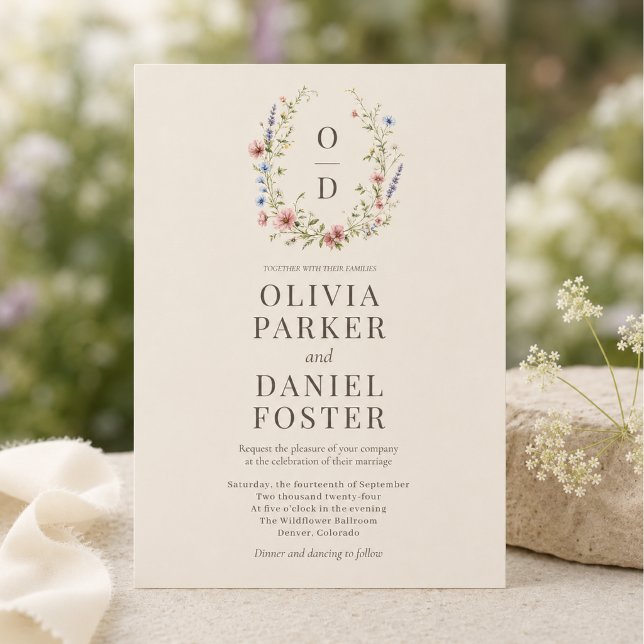 Hochzeitseinladung mit wildem Blumenmonogramm Einladung (Von Creator hochgeladen)