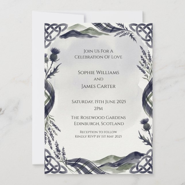 Hochzeitseinladung Moody Thistle Einladung (Vorderseite)