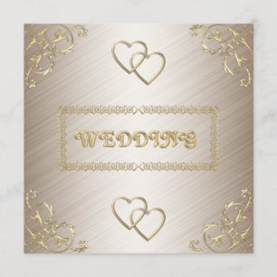 Hochzeitseinladung Off White mit Goldrand Einladung