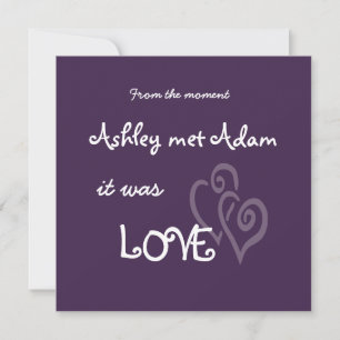 Hochzeitseinladung Purple Love mit Herzen Einladung