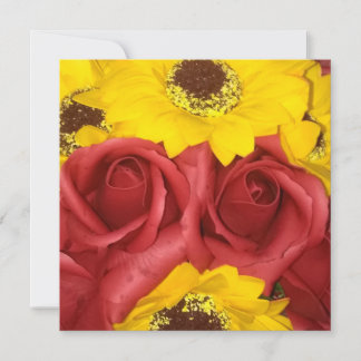 Hochzeitseinladung rote Rosen Sonnenblume Foto Einladung