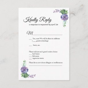 Hochzeitseinladung RSVP botanisch lila Blumen Einladung