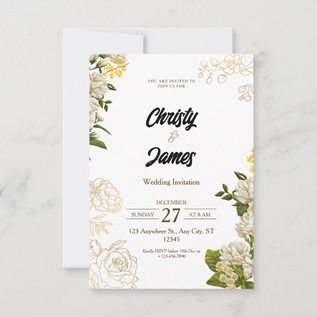 Hochzeitseinladung RSVP Karte (Vorderseite)