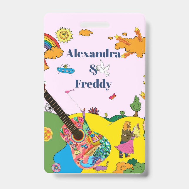 Hochzeitseinladung Rustikales Festival Hippie Fun Ausweis (Vorderseite)