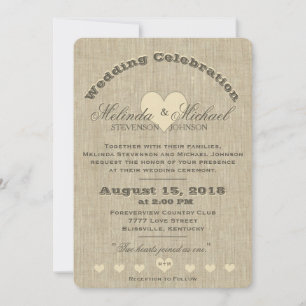 Hochzeitseinladung Rustikales Leinen-Monogramm Einladung