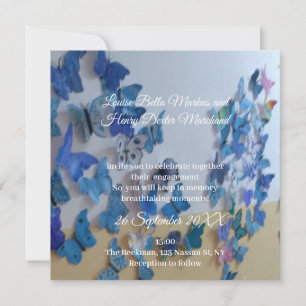 Hochzeitseinladung Schmetterlinge Foto Flachkarte