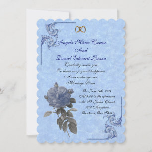 Hochzeitseinladung Vintage blaue Rose Einladung
