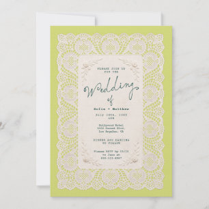 Hochzeitseinladung Vintage-Spitzen-Doily-Zitrusgrü Einladung