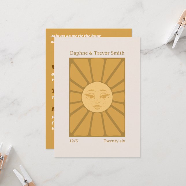 Hochzeitseinladung Vintage Sun Einladung (Vorderseite/Rückseite Beispiel)