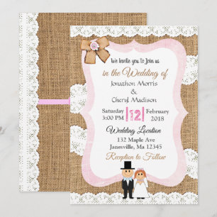 Hochzeitseinladung von Lace und Burlap Einladung