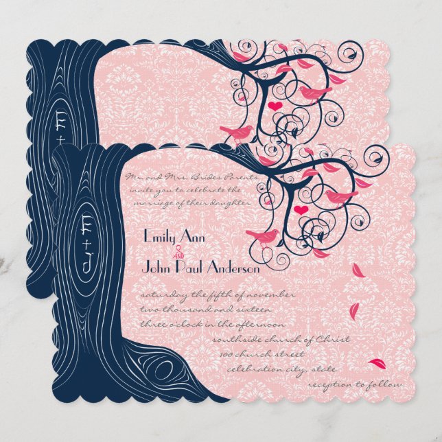 Hochzeitseinladung von Marine und Honeysuckle Tree Einladung (Vorne/Hinten)