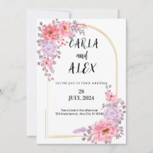 Hochzeitseinladung Vorlage Wildblume, Druckbar