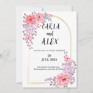 Hochzeitseinladung Vorlage Wildblume, Druckbar