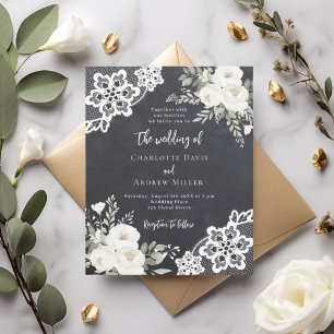 Hochzeitseinladung zu khalkboard in grauem Weiß