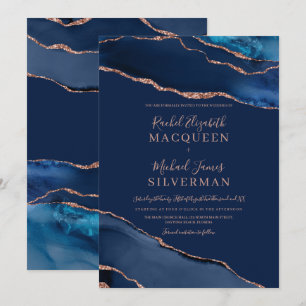 Hochzeitseinladung zur Hochzeit in Navy Blue Rose  Einladung