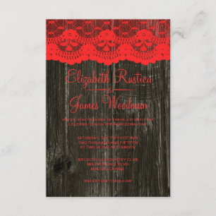 Hochzeitseinladungen aus Holz mit roter und schwar Einladung
