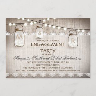 Hochzeitseinladungen aus Jute und Mason-Gläsern Einladung