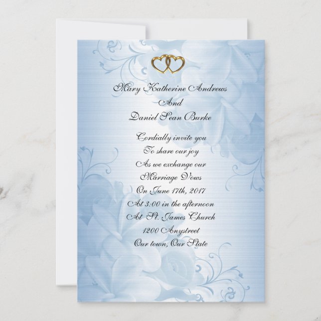 Hochzeitseinladungen Blue Satin elegant Einladung (Vorderseite)