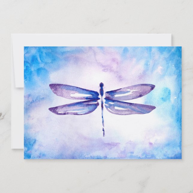 Hochzeitseinladungen für Blaue und Lila Libelle Einladung (Rückseite)