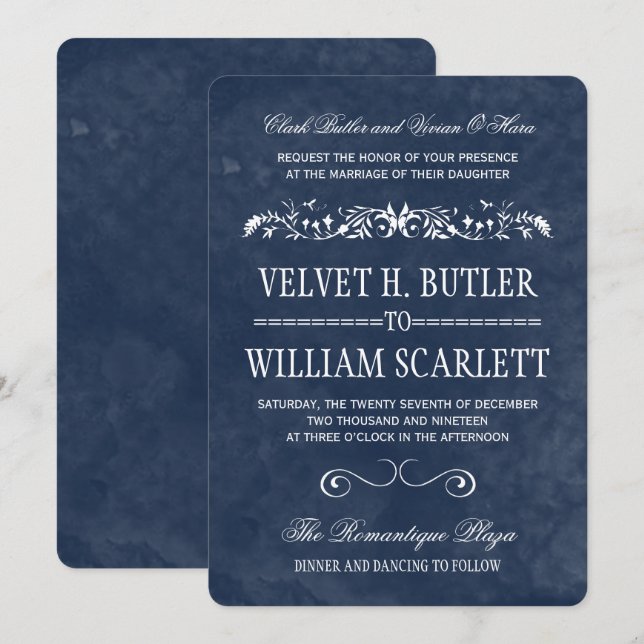 Hochzeitseinladungen für Blauwasser Einladung (Vorne/Hinten)