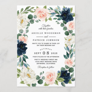 Hochzeitseinladungen für Hochzeiten von Navy und B Einladung