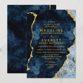 Hochzeitseinladungen für Navy Blue & Gold Foil Aga Einladung