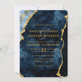 Hochzeitseinladungen für Navy Blue Gold Foil Einladung