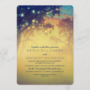 Hochzeitseinladungen für Navy Rustic String Lights Einladung