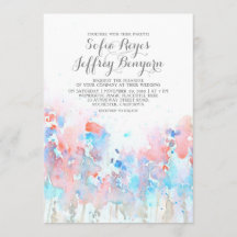 Hochzeitseinladungen für Wasserfarben - Blaupink-B