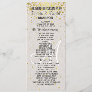 Hochzeitseinladungen   Gold Confetti Custom Progra Programm