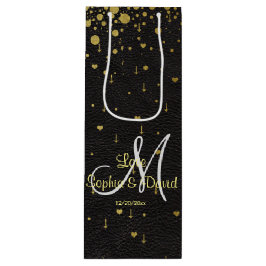 Hochzeitseinladungen | Gold Confetti Monogram Geschenktüte Für Weinflaschen