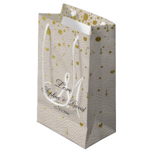 Hochzeitseinladungen   Gold Confetti Monogram Kleine Geschenktüte