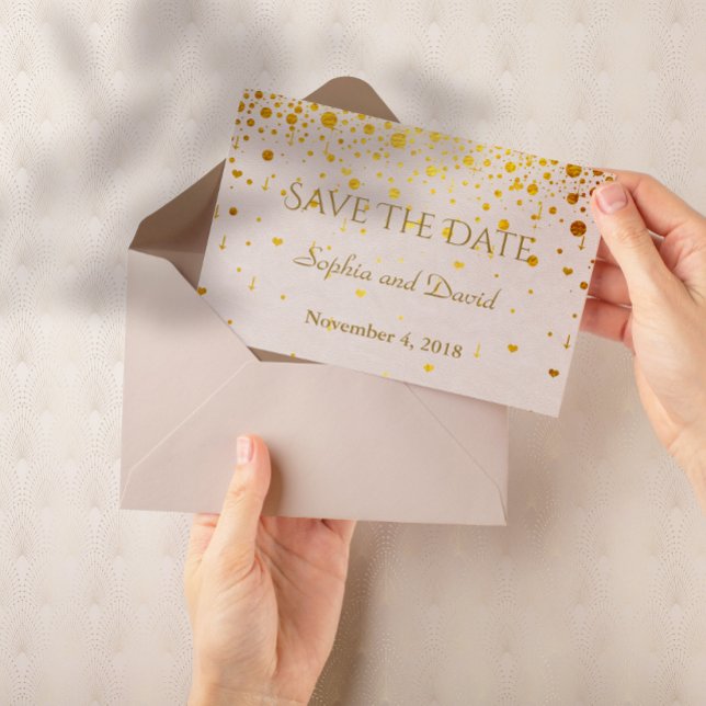 Hochzeitseinladungen | Gold Confetti SAVE THE DATE (save the date, wedding gold confetti, elegant, trendy, modern)