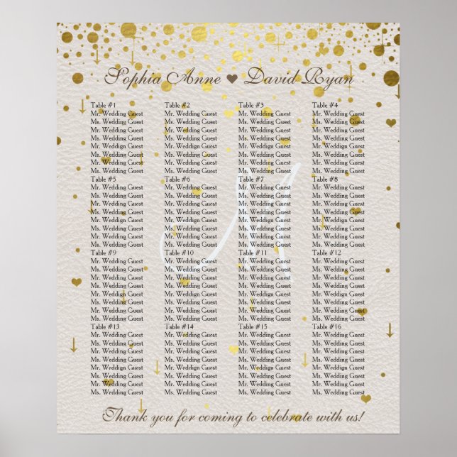 Hochzeitseinladungen | Gold Confetti Seekarte Poster (Vorne)